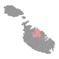 District 11 map, administrative division of Malta. illustration. vector