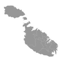 Malta mapa con distritos ilustración. vector