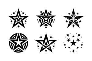 Starburst doodle set. Hand drawn star. vector