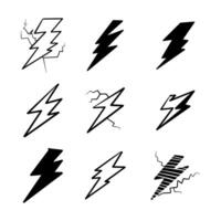 hand drawn doodle thunder bolt illustration isolated background vector