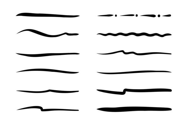 Set of hand drawn underline.