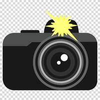 Camera, lens, flash, art of photography, creativity, flat design, simple image, cartoon style. Modern technologies for photography concept. line icon for business and advertising vector