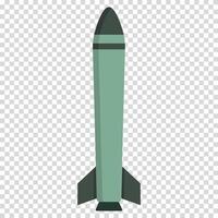 Gray missile, warhead, intercontinental combat missile, military design, flat design, simple image, cartoon style. Weapons of mass destruction concept. line icon for business and advertising vector