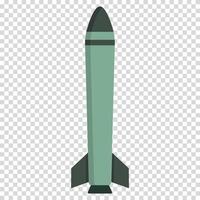 Gray missile, warhead, intercontinental combat missile, military design, flat design, simple image, cartoon style. Weapons of mass destruction concept. line icon for business and advertising vector