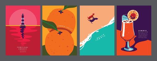 Summer layout set, , colorful minimal illustration vector