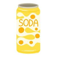 Soda, fizzy drink in aluminum can. Summer lemonade, cold beverage, fresh sweet carbonated refreshment in metal steel tin. Flat graphic illustration isolated vector