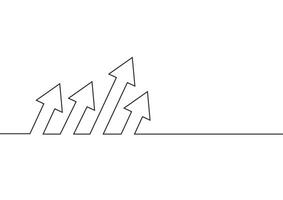 Continuous line drawing of growth arrows. Business concept vector