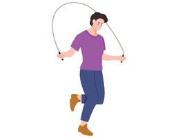 Man skipping rope illustration. vector