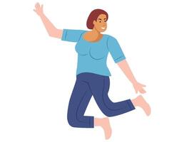 Female jumping in air illustration. vector