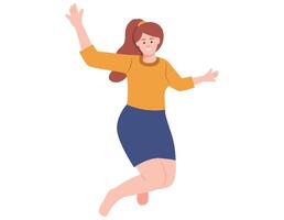 Happy girl jumping illustration. vector