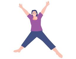 Happy woman jumping illustration. vector