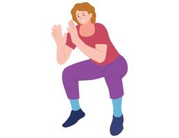 Woman doing squat workout illustration. vector