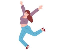 Woman jumping in air illustration. vector
