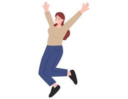 Happy girl jumping illustration. vector