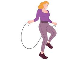 Girl skipping rope illustration. vector