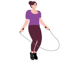 Girl skipping rope illustration. vector