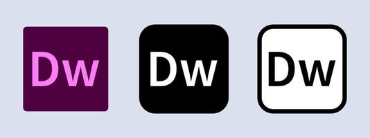 Adobe Dreamweaver logotype. Adobe application logo. Black, white and original color. Editorial. ullistration. vector
