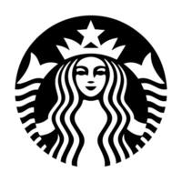 Starbucks logotype on white background. Starbucks Corporation logo. American coffee company, chain of coffee houses, popular drinks, beverage, take with you, cafe. Editorial. vector