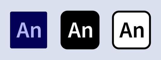Adobe animation logotype. Adobe application logo. Black, white and original color. Editorial. ullistration. vector