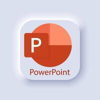 Microsoft PowerPoint logo. Software for preparing and viewing presentations. Microsoft Office 365 logotype. Microsoft Corporation. Software. Editorial. vector
