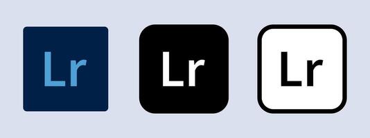 Adobe Photoshop Lightroom logotype. Adobe application logo. Black, white and original color. Editorial. ullistration. vector