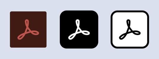 Adobe Acrobat reader logotype. Adobe application logo. Black, white and original color. Editorial. ullistration. vector