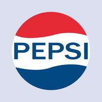 pepsi logotipo en blanco antecedentes. rápido alimento, bebida, frío, gaseado beber, disponible en el plastico y vaso botella, bocadillo, basura, cero calorías, dietético, No azúcar, logo. editorial vector