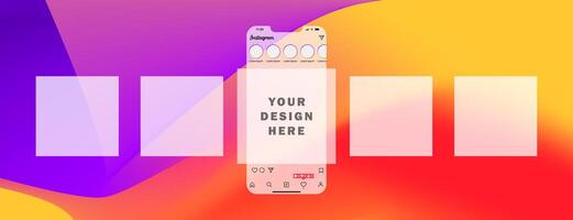 Instagram design. Set screen social media and network interface template. Photo frame. Stories, liked, stream, feedback, personal profile, chat, Reels, feed, trending Glassmorphism Editorial vector