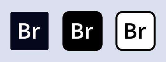 Adobe Bridge logotype. Adobe application logo. Black, white and original color. Editorial. ullistration. vector