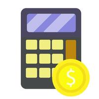 Currency exchange, coin icon, calculator, dollar, cryptocurrency, flat design, simple image, cartoon style. Money making concept. line icon for business and advertising vector