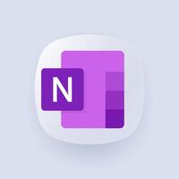 Microsoft OneNote logo. Program for creating quick notes and organizing personal information. Microsoft Office 365 logotype. Microsoft Corporation. Software. Editorial. vector