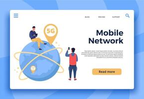 Mobile 5G network landing page, connection remotely vector