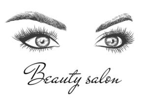 Female eyes. Beauty salon poster art design with beautiful woman eyes vector