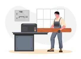 Wood working industry, carpentry man workshop concept vector