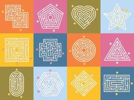 Labyrinth game. Maze conundrum, labyrinth way rebus and many entrance riddle vector