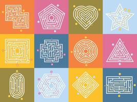 Labyrinth game. Maze conundrum, labyrinth way rebus and many entrance riddle vector