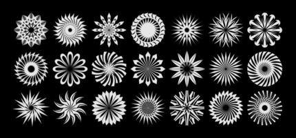 Luxury memphis abstract flower circle logo set vector