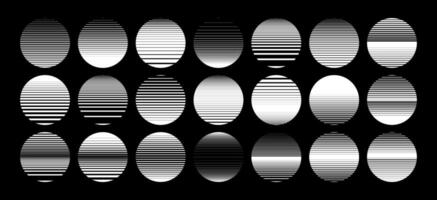 Set of stripe line sun circle design vector