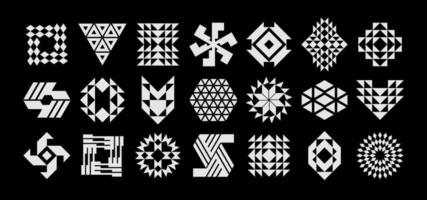 Modern line pixel abstract shape logo design set vector