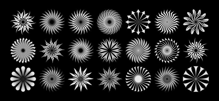 Luxury line sharp sun circle logo template set