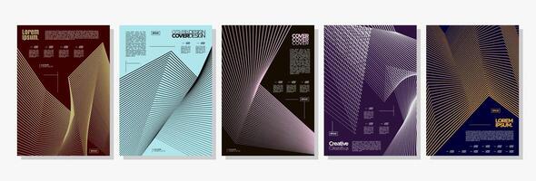 Modern motion line abstract cover design set vector
