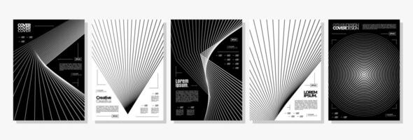 Futuristic blend line abstract shape cover design set vector