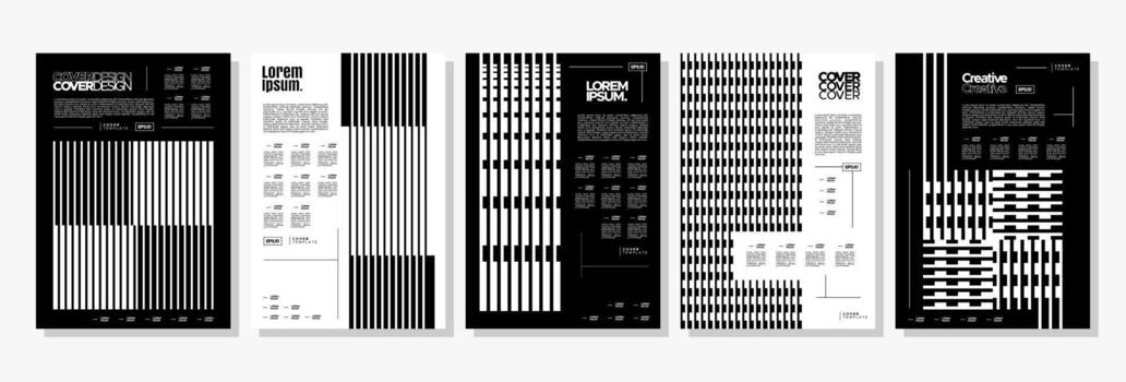 Modern stripe line structure square cover design set vector