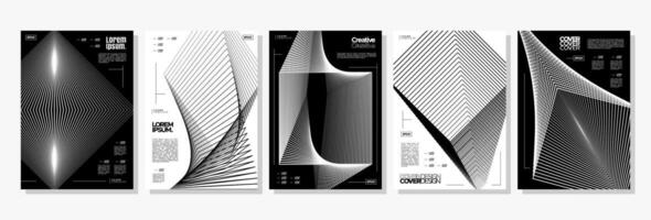 Modern blend line structure abstract cover design set vector