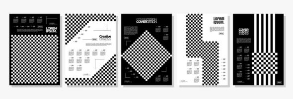 Black digital pixel square abstract cover design set vector