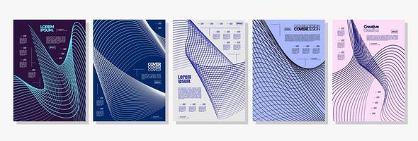 Futuristic motion dynamic line abstract cover design set vector