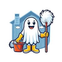 fantasma casa limpieza vector