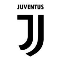 Juventus FC emblem on iconic black and white backdrop. Legendary football club, Italian Serie A, iconic crest and colors. Editorial vector