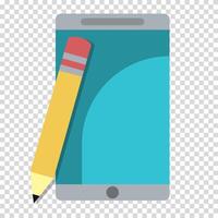 Phone, tablet, pencil, drawing set, art, creativity, flat design, simple image, cartoon style. The concept of modern technology for artists. line icon for business and advertising vector