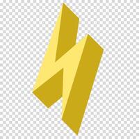 Yellow lightning, simple geometric shapes, illusion of 3D, electricity, flat design, simple image, cartoon style. Concept of fast service provision. line icon for business and advertising vector